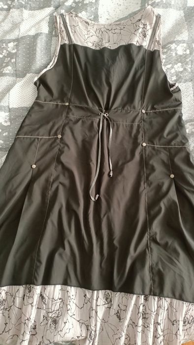 Sukienka czarna z szarym, na letnie dni, cieniutka 42/44