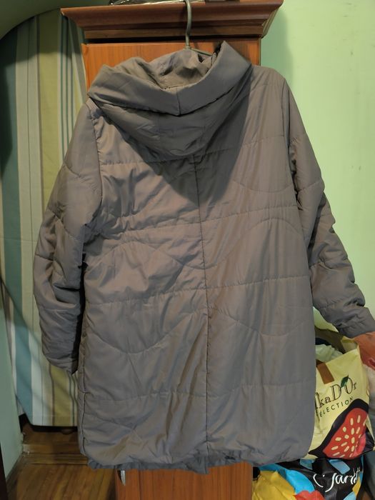 Пальто, куртка с капюшоном, размер 60