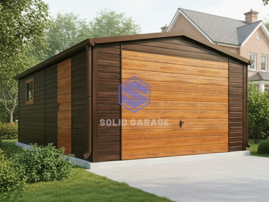 Garaż blaszany domek ogrodowy schowek garaz drewwnopodobny 4x6m solid garage
