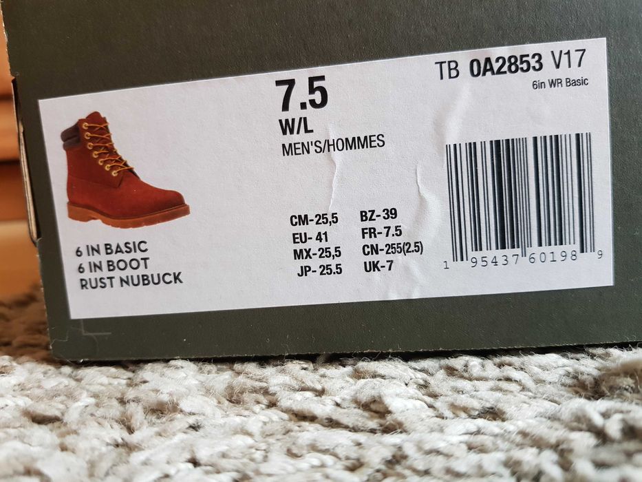 Timberland 41 Rust Nubruk 6in Wr Basic TB0A2853V17 nowe trapery nubruk