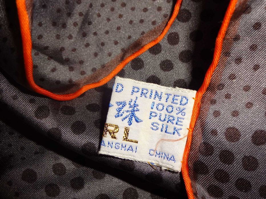 PEARL Hand Printed 100% PURE SILK jedwabny rolowany szalik apaszka