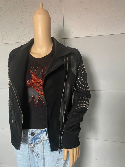 Luksusowa ramoneska z kamieniami i cwiekami S