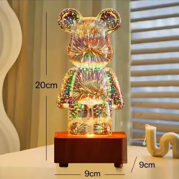 3D нічник світильник Bearbrick RGB 8 кольорів 20 см