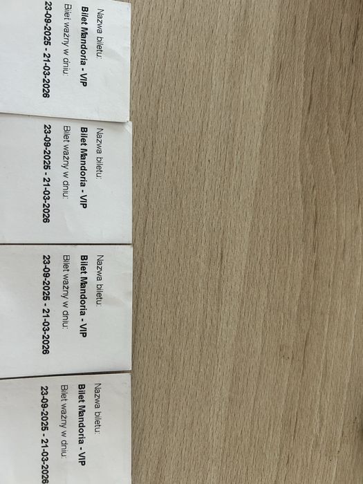 Bilety Mandoria VIP do dnia 21.03.2026, 4 sztuki