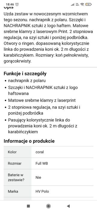 Kołnierz i lina dla konia HV Polo