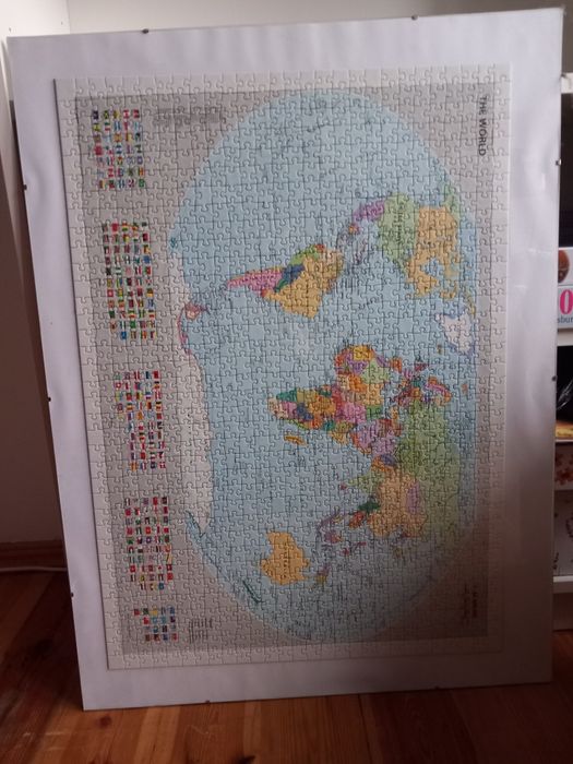 Puzzle mapa świata, żaba