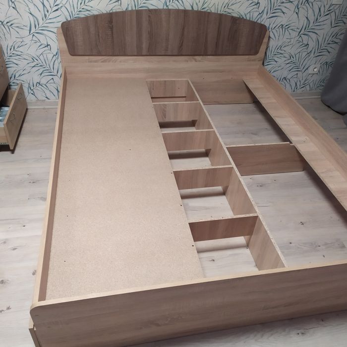 Кровать Астория 160х200 с двумя ящиками, Дуб Сонома,Трюфель