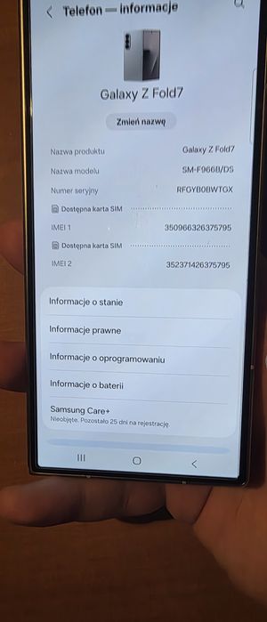 Samsung Galaxy Fold 7 256GB srebrny komplet GW