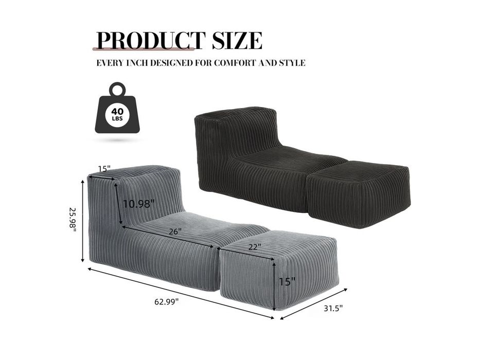 Chaise Longue Modular Chão Sofá Cama Conversível Relax
