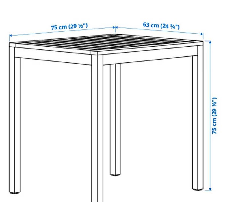 Mesa Jardim Ikea NÄMMARÖ, Mesa, exterior, castanho claro c/velatura, 75x63 cm