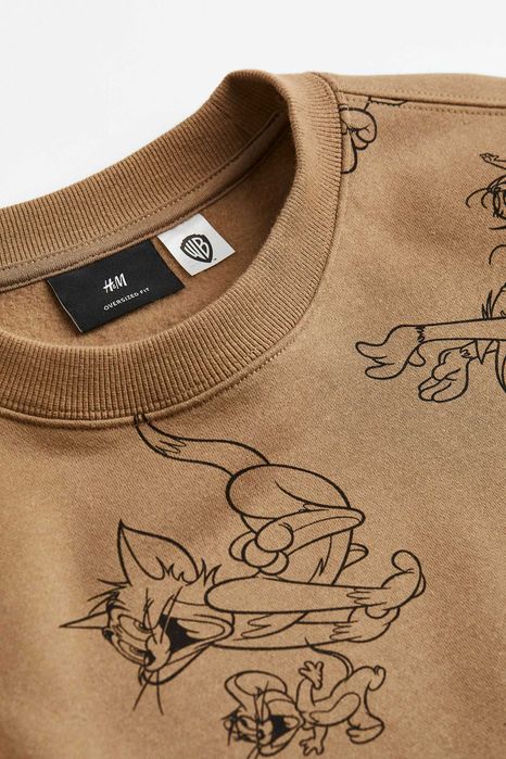 Beżowa Bluza H&M Tom & Jerry Relaxed Fit