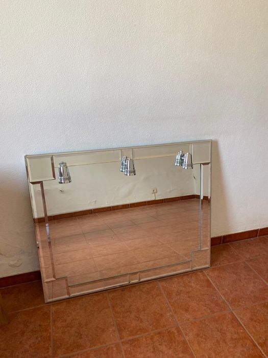 Espelho de casa banho com 3 luzes 80 comprimento x100 cm largura