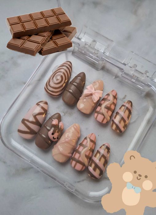 Zestaw press on nails ciasteczkowe ROZMIAR S