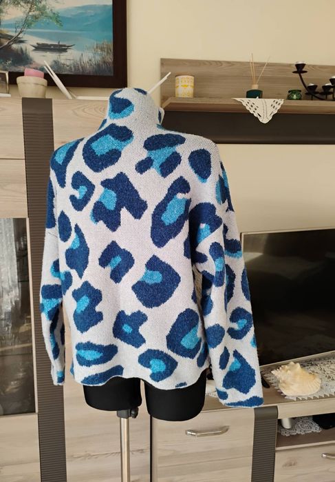 Golf sweter wielobarwny niebieski w cętki Zara r. 38 40