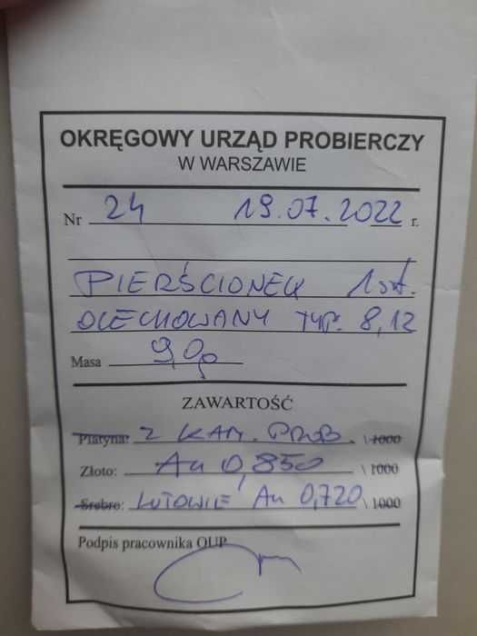 Pierścionek złoty z kwarcem