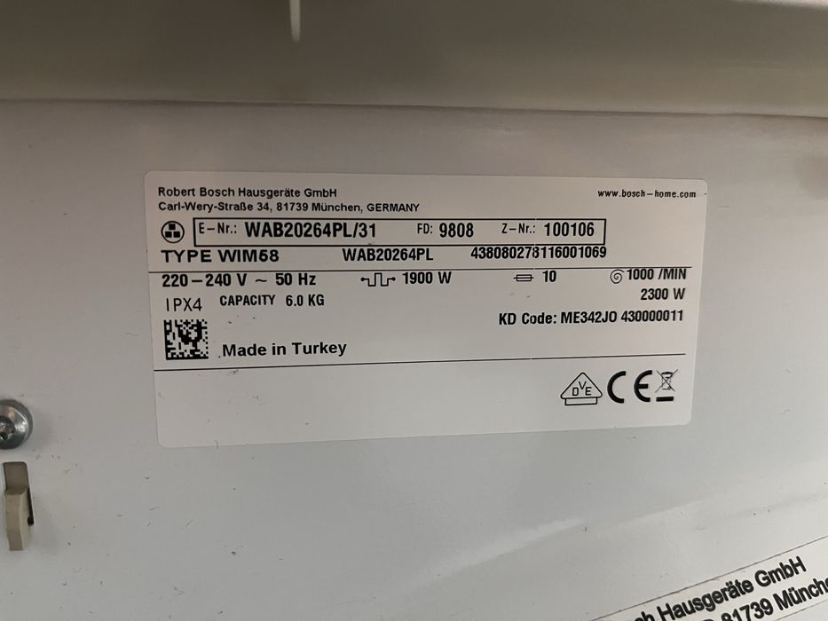 Pralka BOSCH 6kg 1000ob | 12msc |BD stan |Dowóz