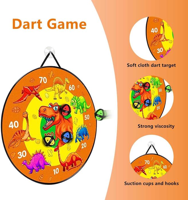 Jogo tabuleiro dardos para criança dupla face em velcro 66 cm - NOVO