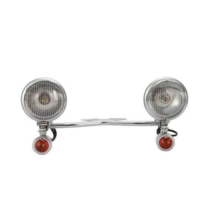 Conjunto farol frontal piscas integrados 12V - Suporte universal