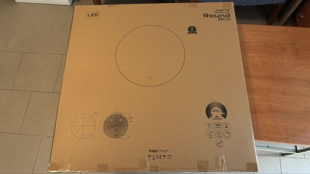 Espelho redondo com luz 80cm NOVO