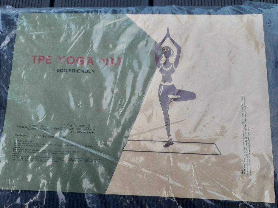 Mata do jogi składana TPE Yoga mat 183 x 61 cm nowa outlet