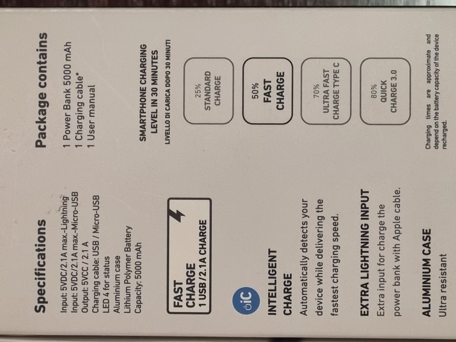 Power Bank 5000mAh SBS Fast Charge