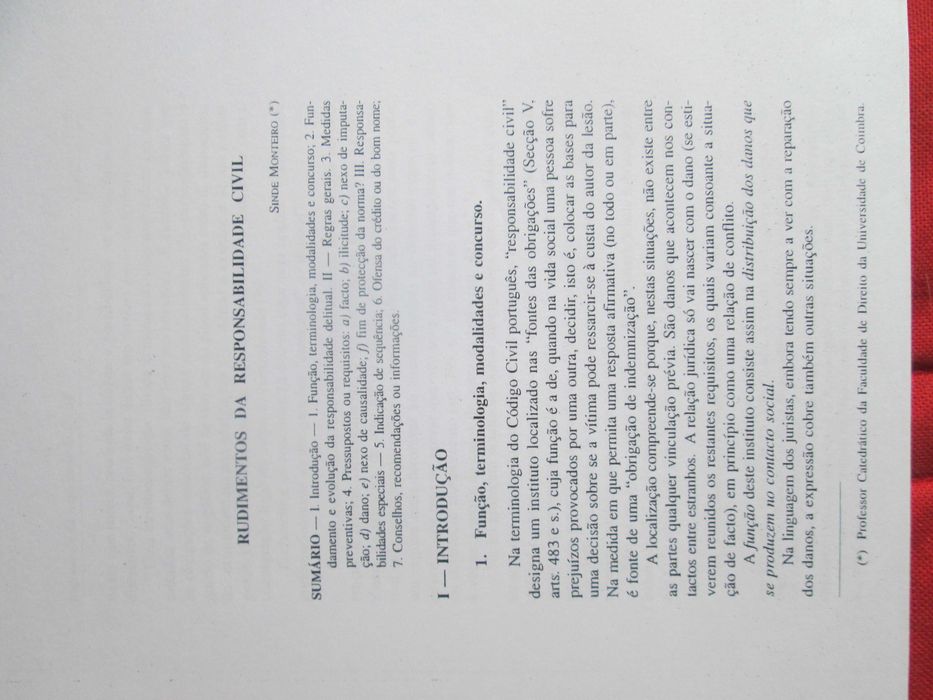 Rudimentos da Responsabilidade Civil, de Sinde Monteiro