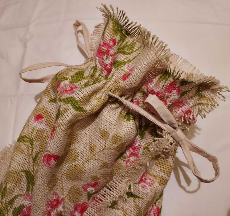 Świąteczny/urodzinowy worek prezentowy – juta, ściągacz, handmade