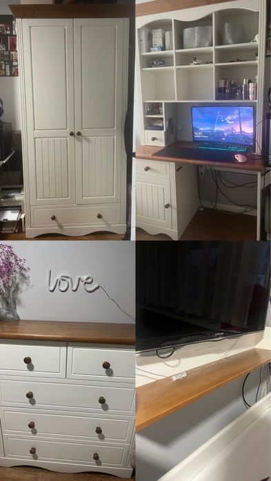 Meble drewniane dzieciece Szynaka Princessa biurko szafa komoda półka