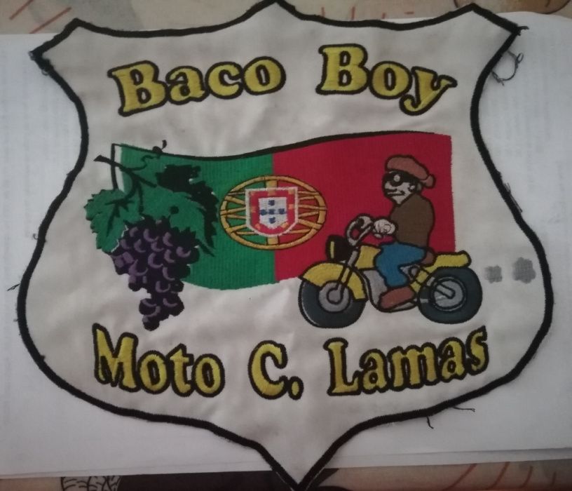 Patche emblema de grande dimensão do Moto Clube de Lamas Baco Boy