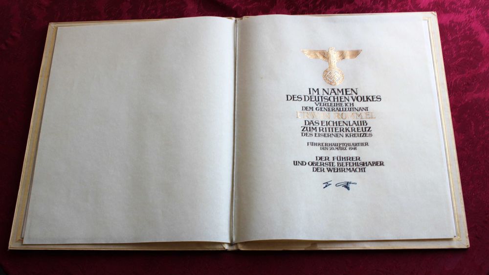 Diploma Nazi Cruz de Ferro c/folhas carvalho e espadas