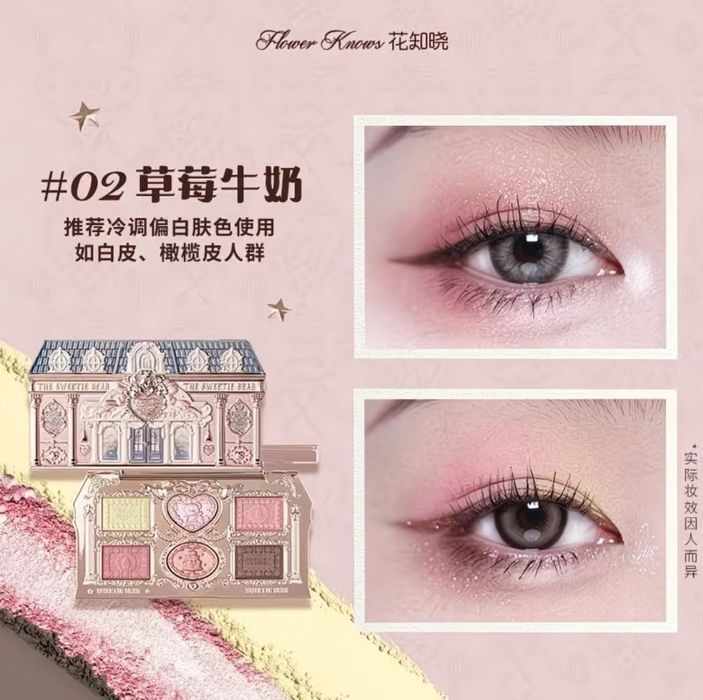 Палітра тіней 02 Stawberry milk “Солодкий ведмедик” Flower knows