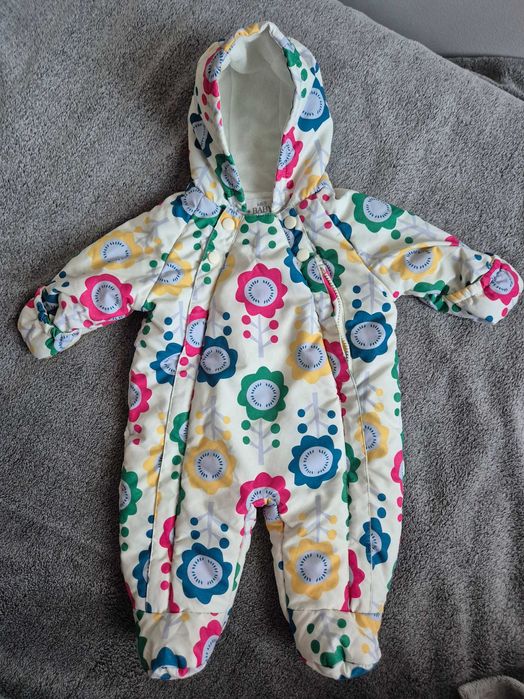 Kolorowy kombinezon zimowy Marks & Spencer 62 kwiatki polarek