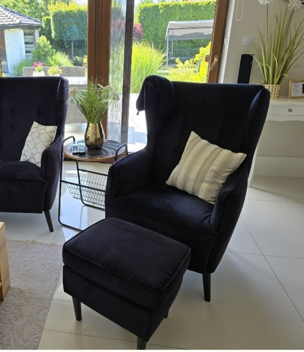 Fotel plus podnóżek czarny