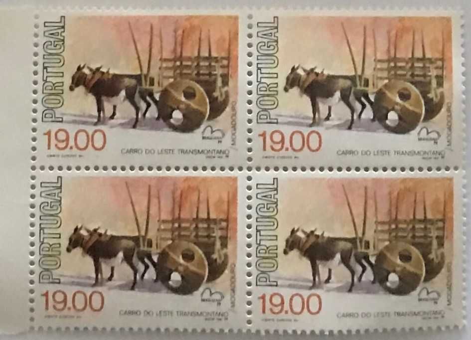 Quadra de selos novos de 19$00 - Carros populares Portugueses - 1979