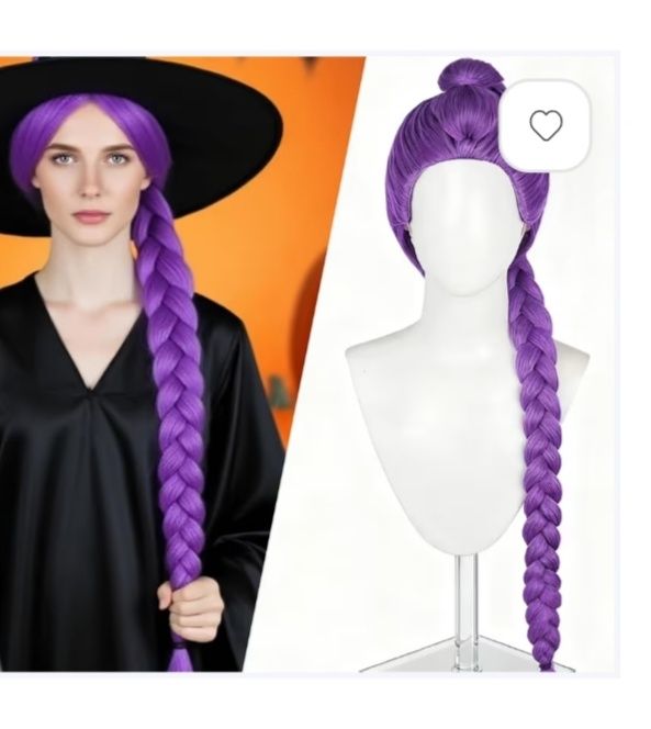 Peruka cosplay dla dzieci kostium anime fioletowy warkocz syntetyczne