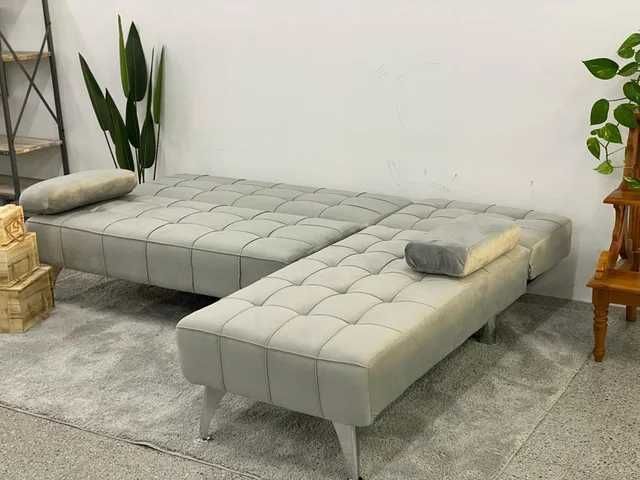 sofá cama cinza chaise longue NOVO!
