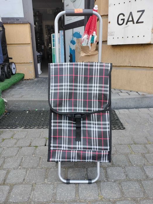 Mały wózek zakupowy na zakupy torba na kółkach SOLIDNY SKŁADANY krata