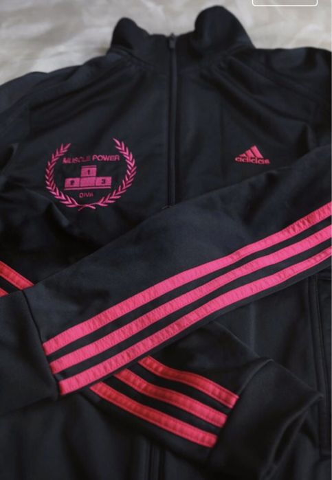Bluza damska adidas rozm S jak nowa czarna różowe wstawki