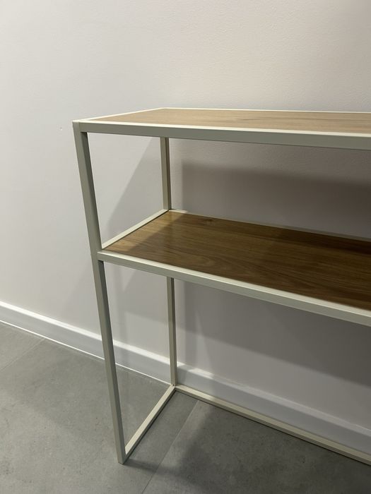 Konsola do przedpokoju podwójna drewniane półki stolik  NOWA