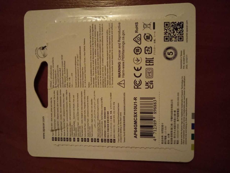 Новый адаптер переходник Apacer micro SD микро сд microSDHC card 64GB