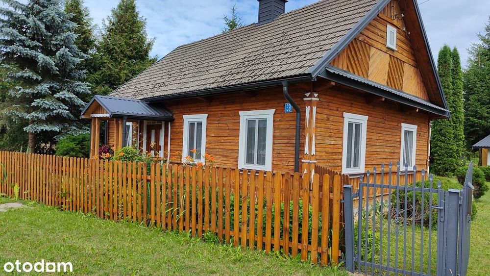 Dom z bala, pięknie siedlisko 2400m2 , oczko wodne, sad, bud. gosp.