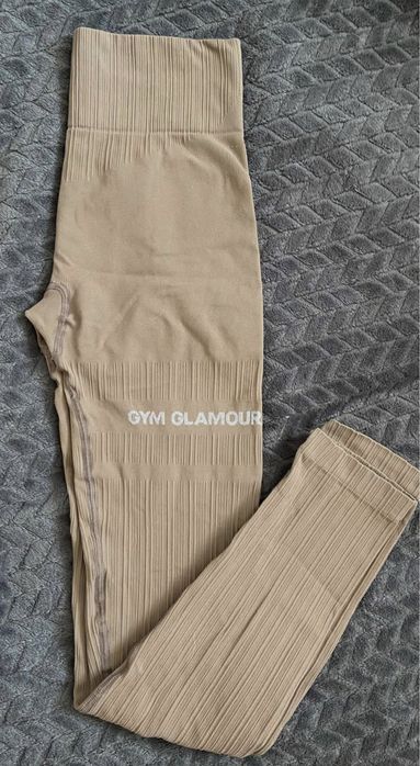 Nowe legginsy gym glamour push up nude, r. S