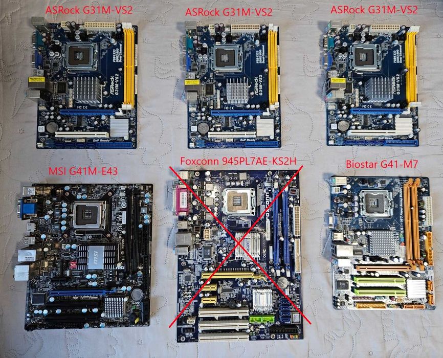 Старі материнські плати MSI, FOXCONN, BIOSTAR, ASROCK