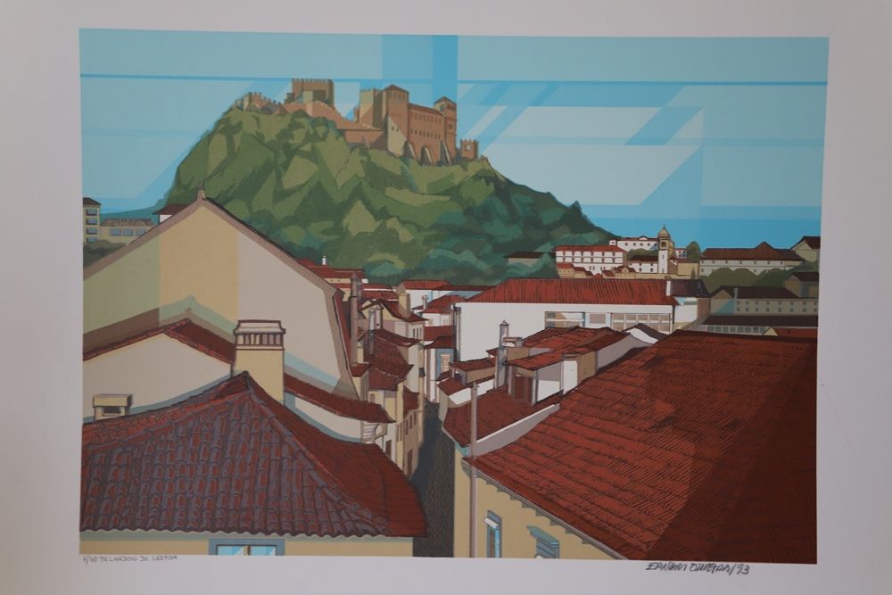 Serigrafia do artista Ernani Oliveira - Telhados de Leiria