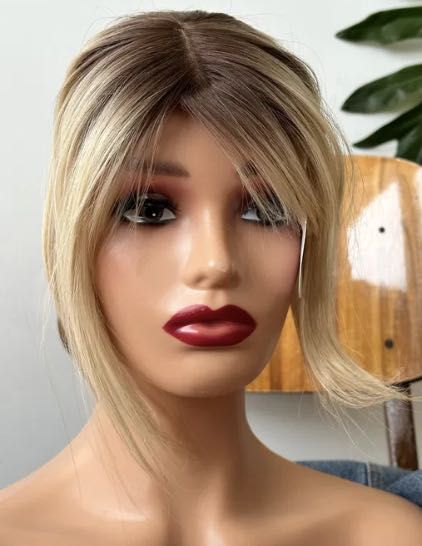 Topper odrost jasny blond z grzywka wlosy naturalne