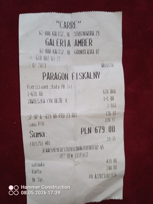 Złoty pierścionek 333