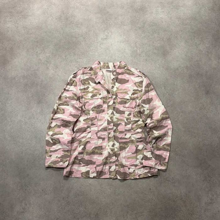 Vintage Koszula Overshirt Pink Camo Moro Military Coquette Swag Trendy