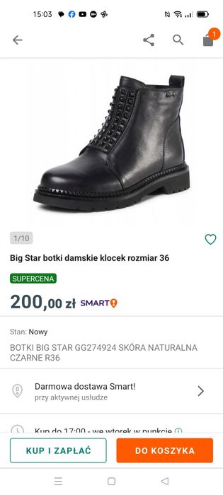 Buty zimowe Big Star Trapery kozaki motocyklówki  36 / 37 skórzane