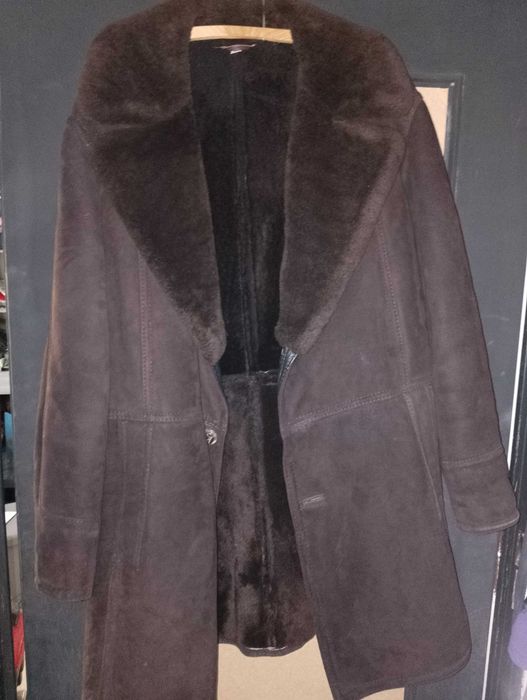 Kożuch męski, długi, skóra