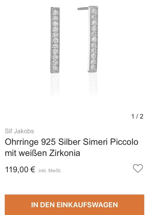 Знижка! Срібні сережки Sif Jacobs, цирконій